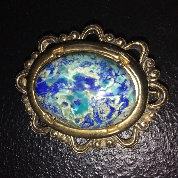 ♥️🤗GORGEOUS!/ BLUE GEMSTONE BROOCH 😍💗 - Picture 1 of 12